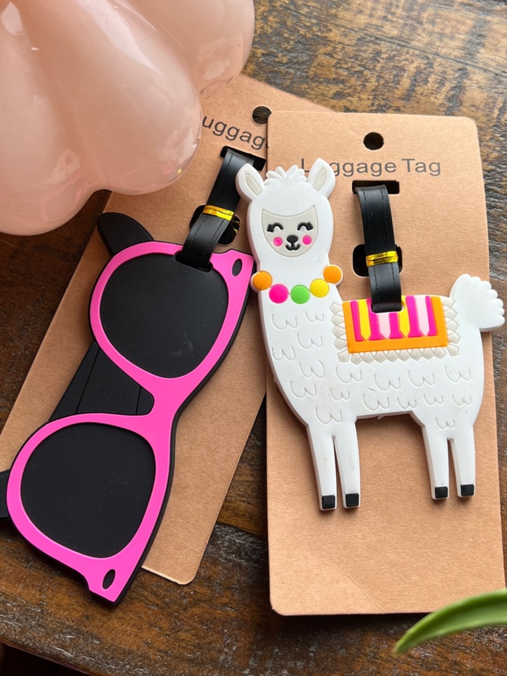 Llama & Pink Sunglasses Silicone Rubber Luggage Tags Set New!